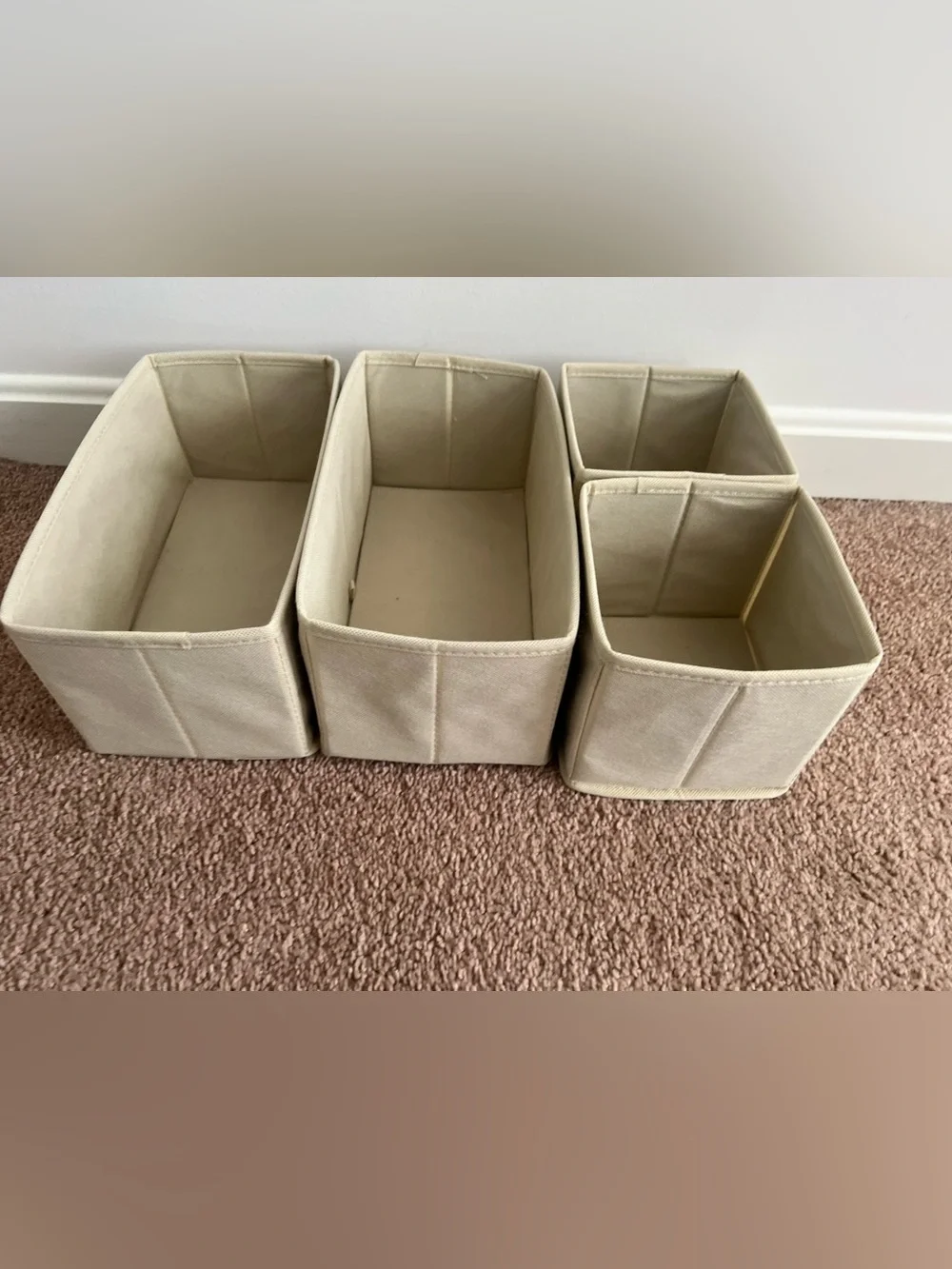 Canvas Storage Bin Set in Cream